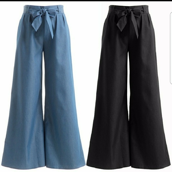 wide leg denim palazzo pants